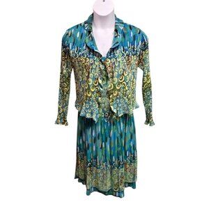 Caeliann Womens XL Accordion Pleated Jacket Dress  Art To Wear Boho Maximalist